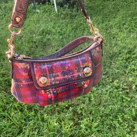 COACH POPPY SEQUIN TARTAN GROOVY BAG MULTI COLOR - Picture 14 of 16